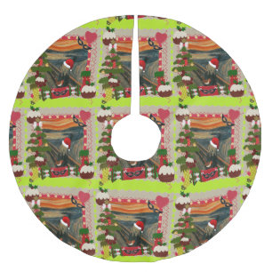 der Schrei hässlicher Weihnachten Xmas Baum Skirt Polyester Weihnachtsbaumdecke