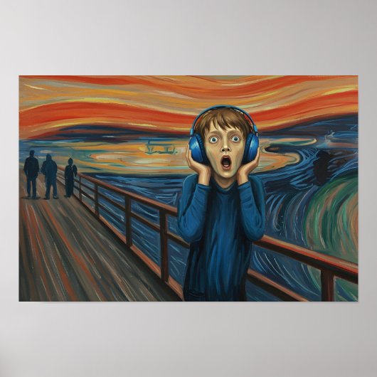 Der Schrei mit blauen Kopfhörer Autismus Neurodisc Poster (Vorne)