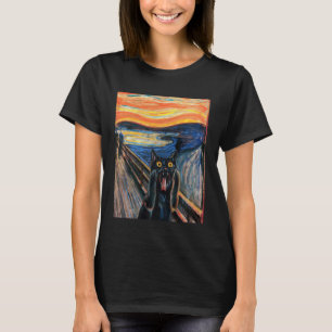 Der Schrei Schwarze Katze von Munch Edvard Berühmt T-Shirt