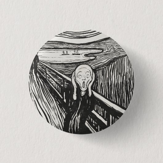 Der Schrei von Edvard Munch Black and White Button (Vorderseite)