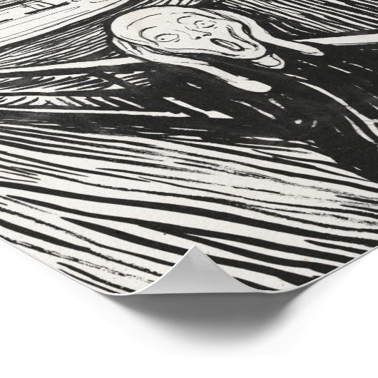 Der Schrei von Edvard Munch Black and White Poster (Ecke)