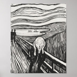 Der Schrei von Edvard Munch Black and White Poster