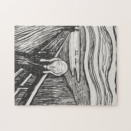 Der Schrei von Edvard Munch Black and White Puzzle (Horizontal)