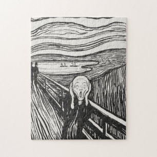 Der Schrei von Edvard Munch Black and White Puzzle