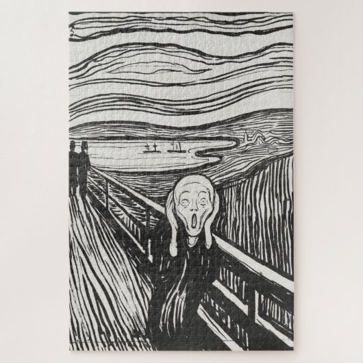Der Schrei von Edvard Munch Black and White Puzzle (Vertikal)