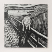 Der Schrei von Edvard Munch Black and White Puzzle (Vertikal)