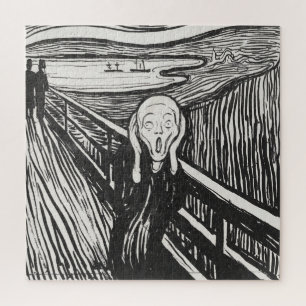 Der Schrei von Edvard Munch Black and White Puzzle