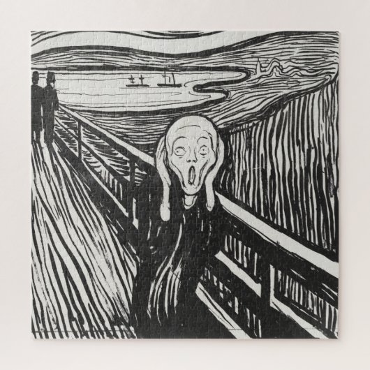 Der Schrei von Edvard Munch Black and White Puzzle (Vertikal)