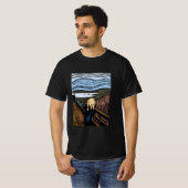 Der Schrei von Edvard Munch in einem modernen Schw T-Shirt (Vorne ganz)