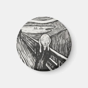 Der Schrei von Edvard Munch Schwarz und Weiß Magnet