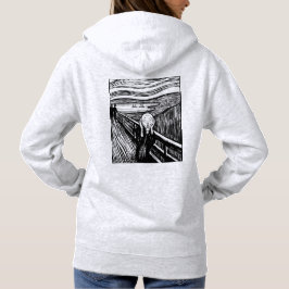 Der Schrei von Edvard Munch – Schwarze Linienkunst Hoodie
