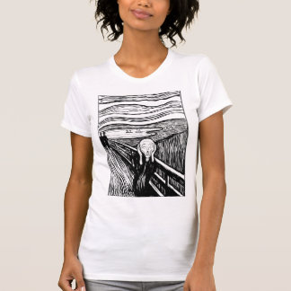 Der Schrei von Edvard Munch – Schwarze Linienkunst T-Shirt