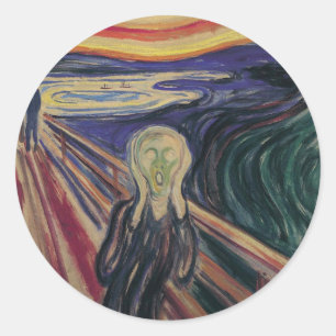 Der Schrei von Edvard Munch, Vintage-Expressionism Runder Aufkleber