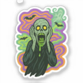 Der Schrei - Zombie-Cartoon Aufkleber (Vorderseite)