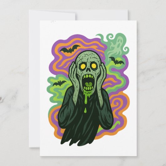 Der Schrei - Zombie-Cartoon Einladung (Vorderseite)