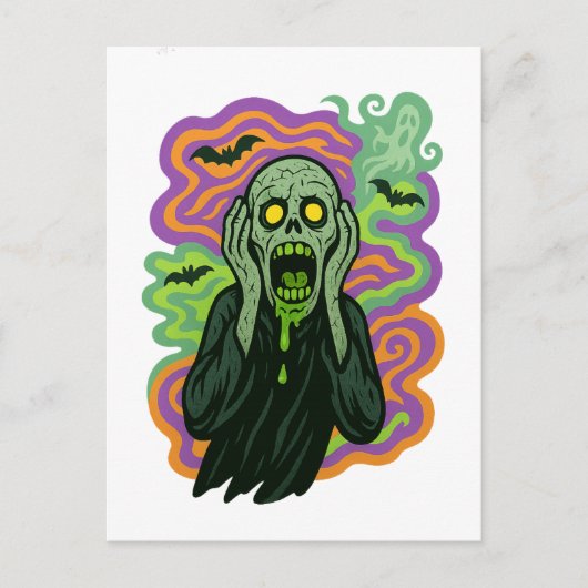 Der Schrei - Zombie-Cartoon Postkarte (Vorderseite)