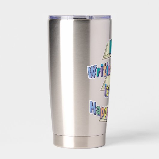 Der Schreibplatz ist ein schöner Platz, der eine s Thermobecher (Vorderseite)