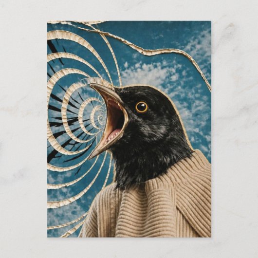Der schreiende schwarze Vogel Postkarte (Vorderseite)