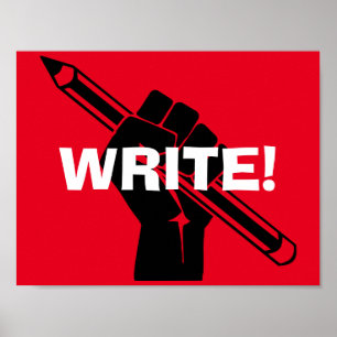 Der Schriftsteller ist motivierend "Schreib!" Red Poster