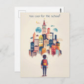 Der Schuljunge und die Stadt Postkarte (Vorne/Hinten)