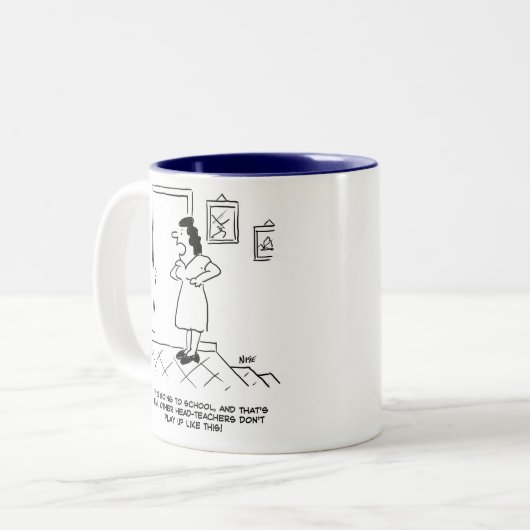 Der Schulleiter soll zur Schule gehen Zweifarbige Tasse (Vorderseite Links)
