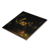 Der Schulmeister, 1660-65 (Öl auf Platte) Fliese (Seite)