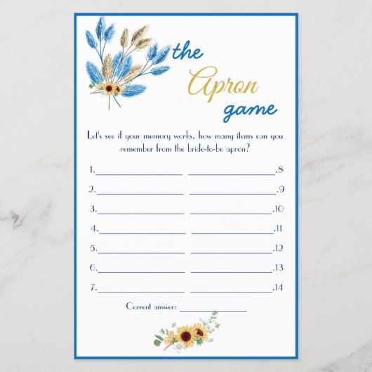 Der Schürze Brautparty Game Card Flyer (Vorne)