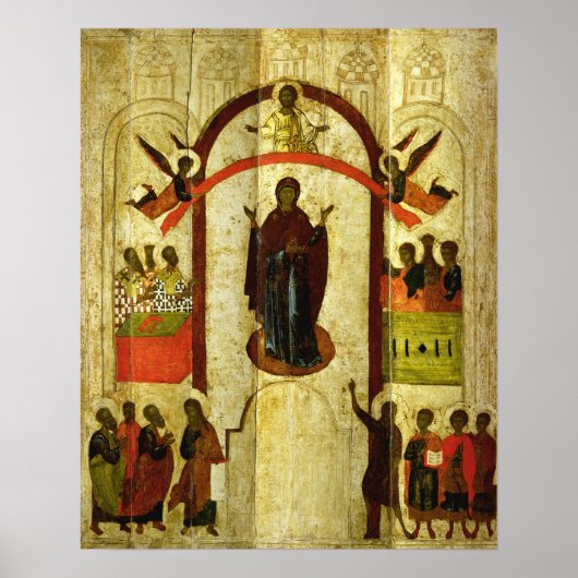 Der Schutz der Theotokos-russischen Ikone Poster (Vorne)