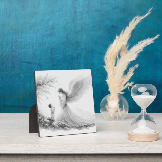 Der Schutzengel betet mit dem Kind Fotoplatte (InSitu)