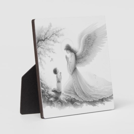 Der Schutzengel betet mit dem Kind Fotoplatte (Vorderseite)