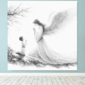 Der Schutzengel betet mit dem Kind Leinwanddruck (Insitu (Holzboden))