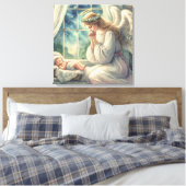 der Schutzengel betet von der Wiege des Babys Leinwanddruck (Insitu (Schlafzimmer))