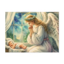 der Schutzengel betet von der Wiege des Babys