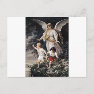 Der Schutzengel und Kinder, Vintage-Gemälde. Postkarte