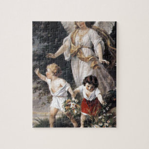 Der Schutzengel und Kinder, Vintage-Gemälde. Puzzle