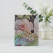 Der Schwan und Rosen Collage Postkarte (Stehend Vorderseite)