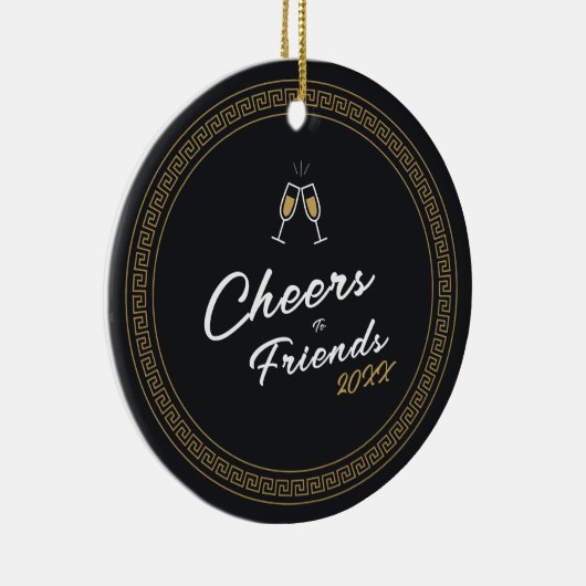 Der Schwarz-Gold-Griechisch-Meander im neuen Jahr  Keramik Ornament (Rechts)