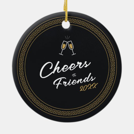 Der Schwarz-Gold-Griechisch-Meander im neuen Jahr  Keramik Ornament (Hinten)