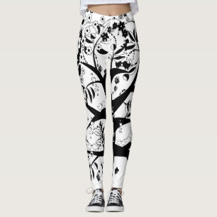 Der schwarz-weiße Baum des Lebens Leggings