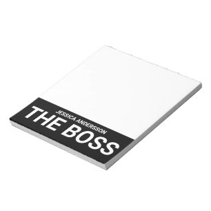 Der Schwarz-weiße komische Notepad für den Boss. Notizblock