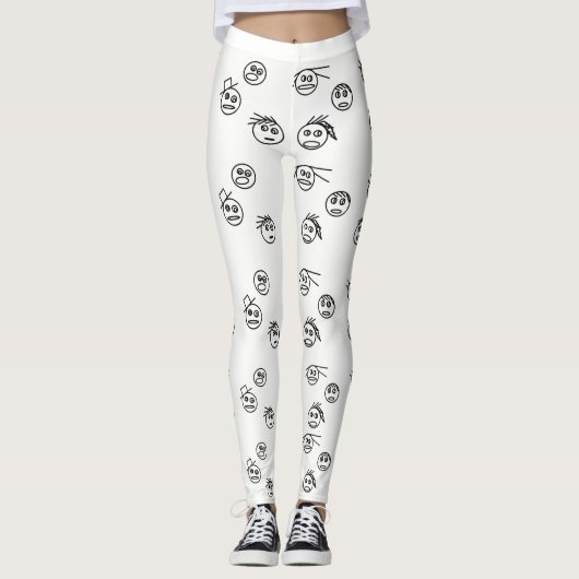 Der schwarz-weiße Stick-Mann sieht sich Design geg Leggings (Vorderseite)