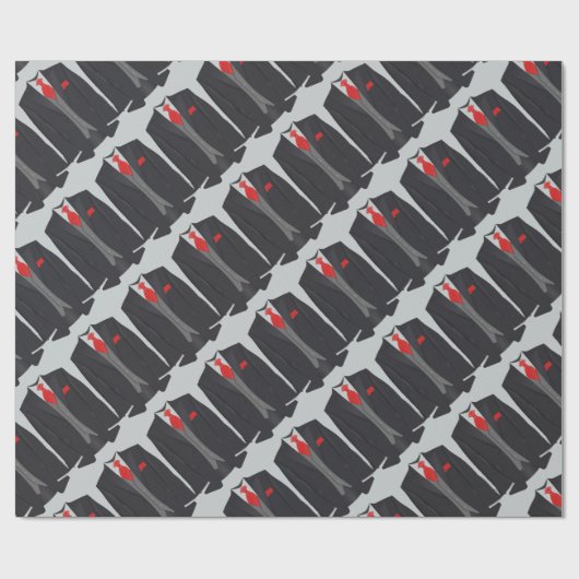Der schwarze Anzug der Männer und rotes Geschenkpapier (Flach)