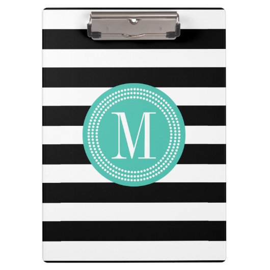 Der schwarze Chic u. das Weiß Stripes Klemmbrett (Vorderseite)