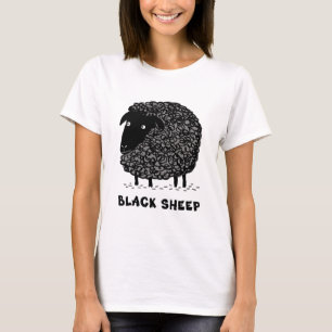 Der schwarze coole Wooly Schaf-Cartoon der Schaf-  T-Shirt