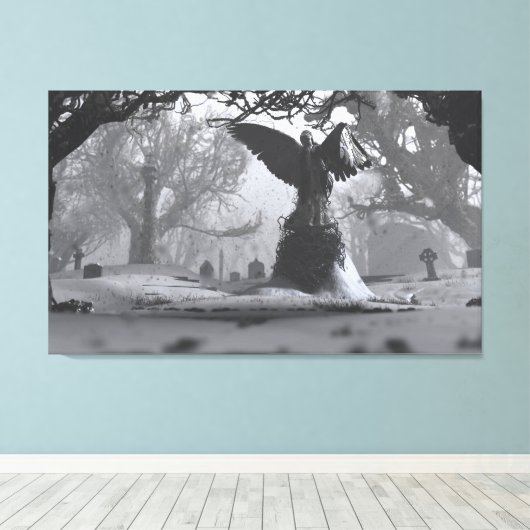 Der Schwarze Engel (Winter) Leinwanddruck (Insitu (Holzboden))