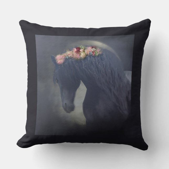 Der Schwarze Friesian - Pillow Kissen (Vorderseite)