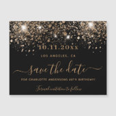 Der schwarze Glitzer zum Geburtstag speichert den Magneteinladung (Vorderseite)