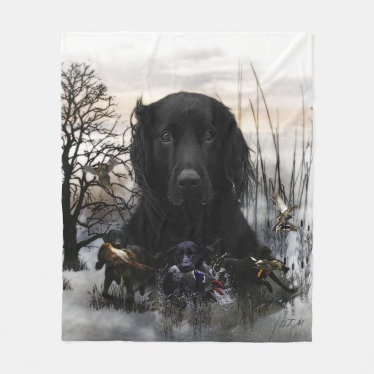 Der schwarze goldene Retrievers Fleecedecke (Vorderseite)