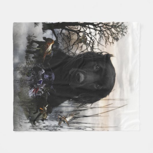 Der schwarze goldene Retrievers Fleecedecke (Vorderseite (Horizontal))