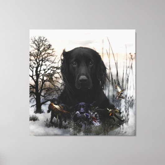 Der schwarze goldene Retrievers Leinwanddruck (Vorderseite)